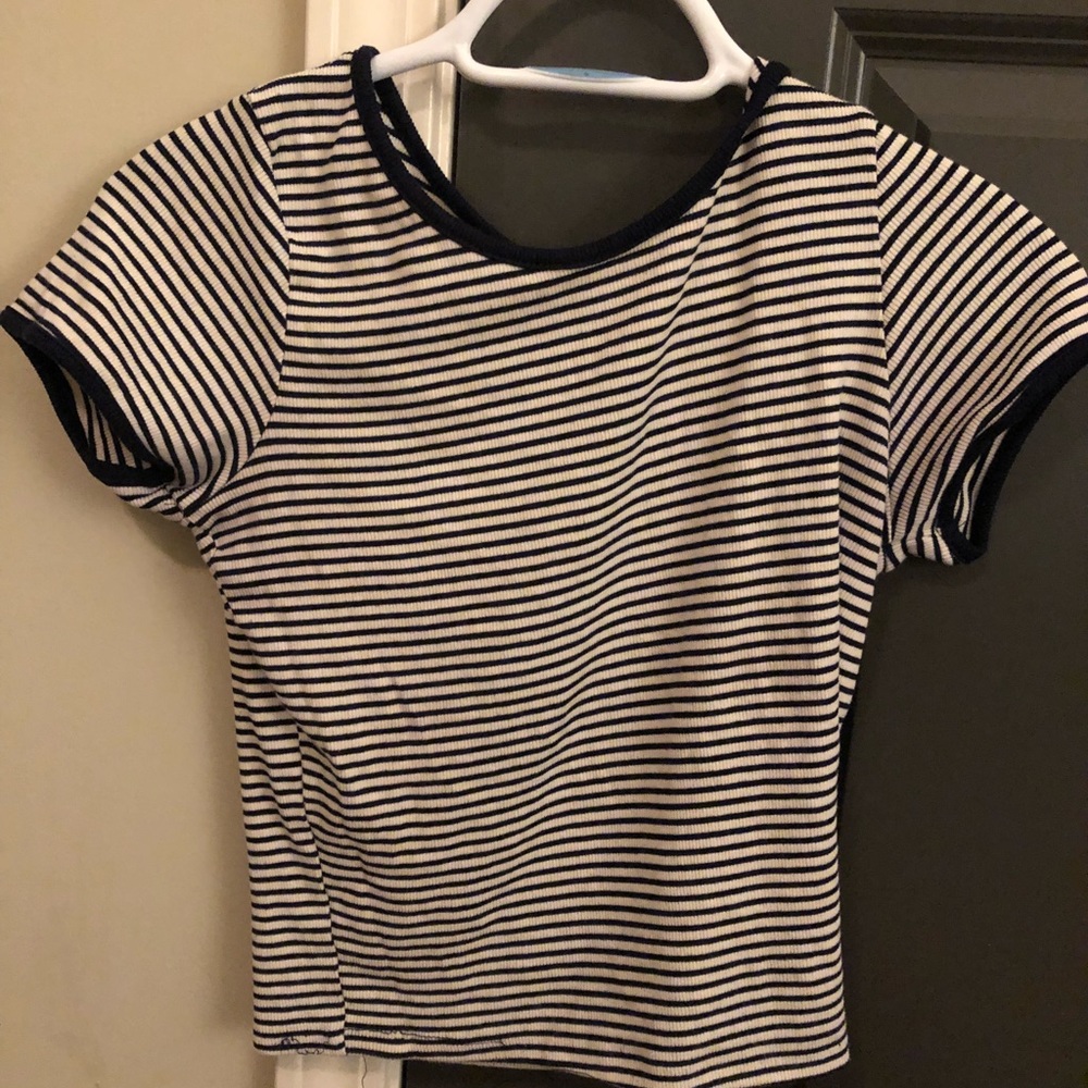 Navy striped crop top